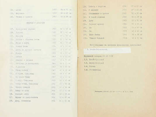 Роберт Фальк. [Каталог выставки] / Картинная галерея, Академгородок СО АН СССР, Дом ученых. [М.], 1967.